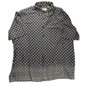 Natural Issue Diamond Geo Short Sleeve Viscose Rayon Button Down Retro